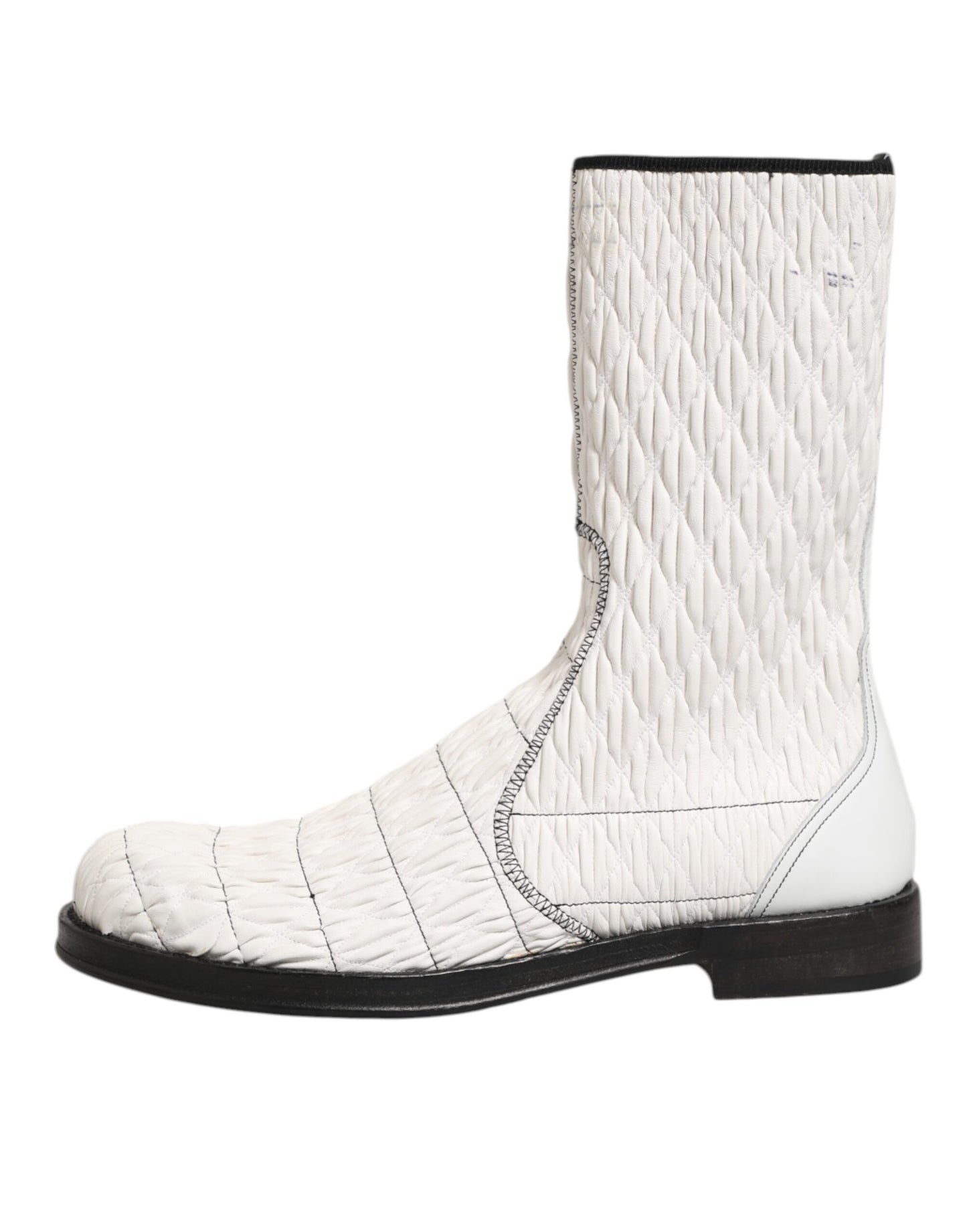Dolce &amp; Gabbana – Wadenhohe Stiefel aus weißem Lammleder