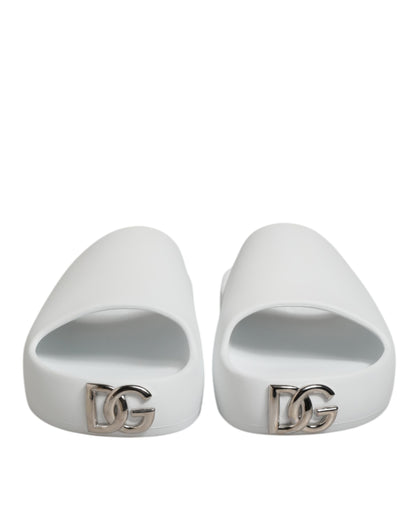 Dolce &amp; Gabbana – Weiße Slides mit Logo-Sandalen für Herren