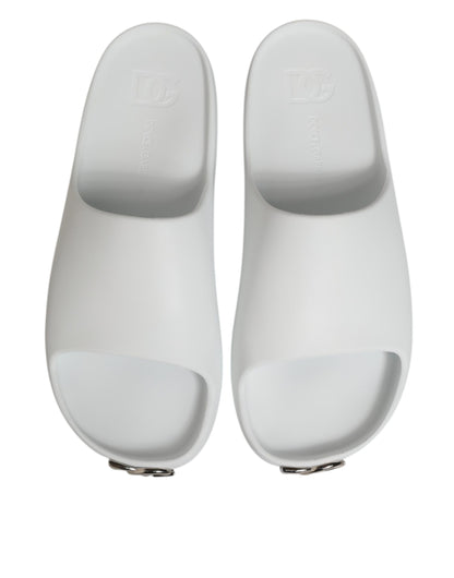 Dolce &amp; Gabbana – Weiße Slides mit Logo-Sandalen für Herren