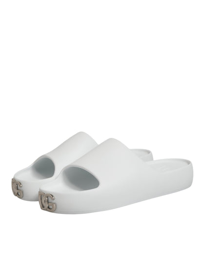 Dolce &amp; Gabbana – Weiße Slides mit Logo-Sandalen für Herren