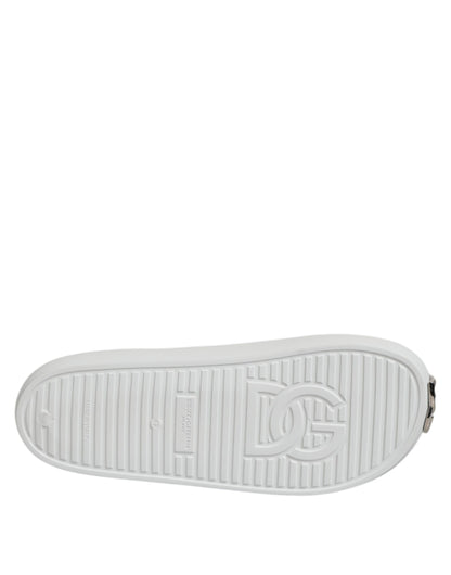 Dolce &amp; Gabbana – Weiße Slides mit Logo-Sandalen für Herren
