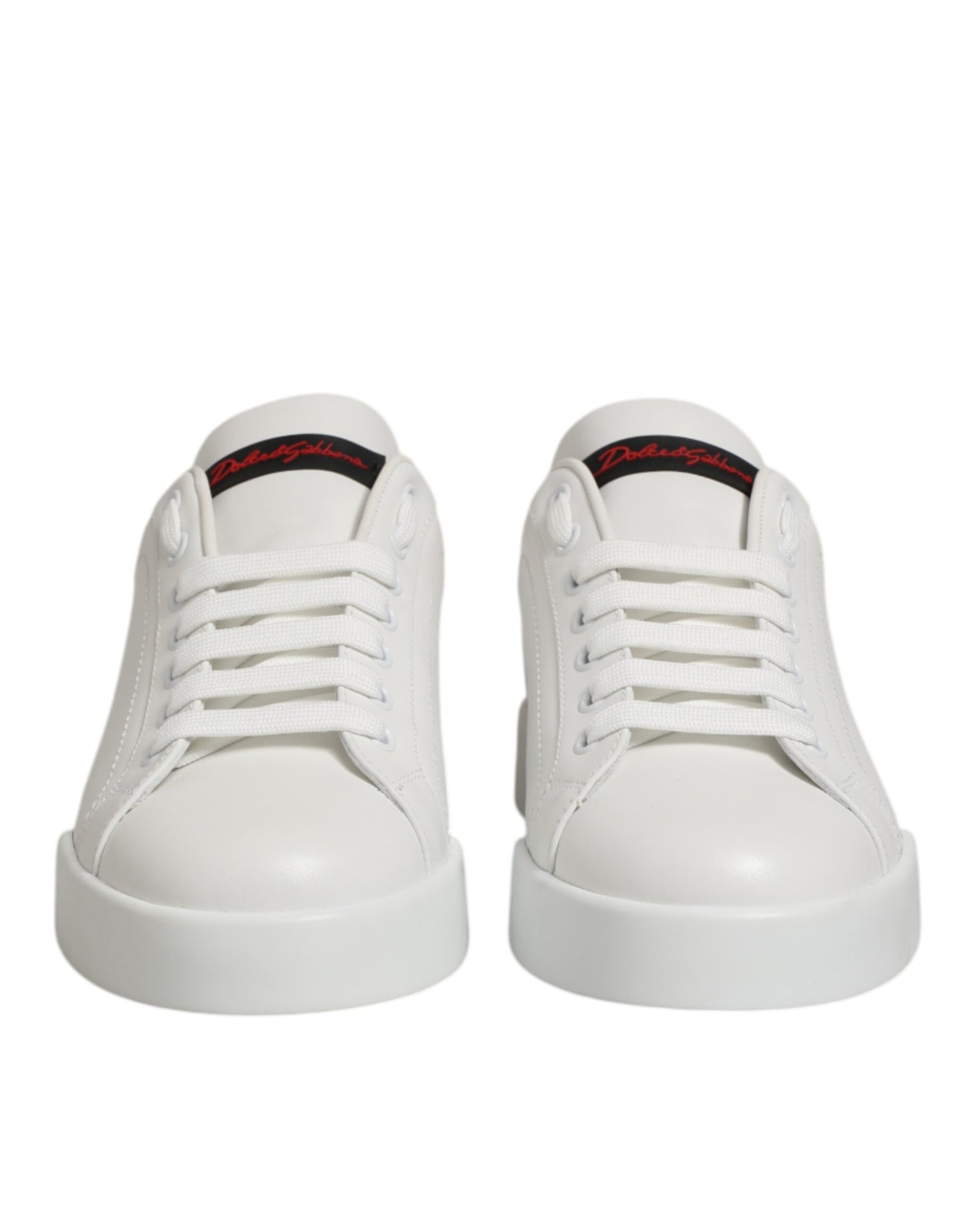 Dolce &amp; Gabbana – Weiße, niedrige Sneakers aus Leder mit Schnürung