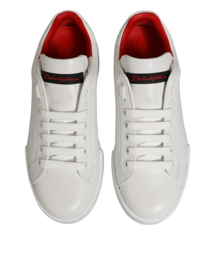 Dolce &amp; Gabbana – Weiße, niedrige Sneakers aus Leder mit Schnürung
