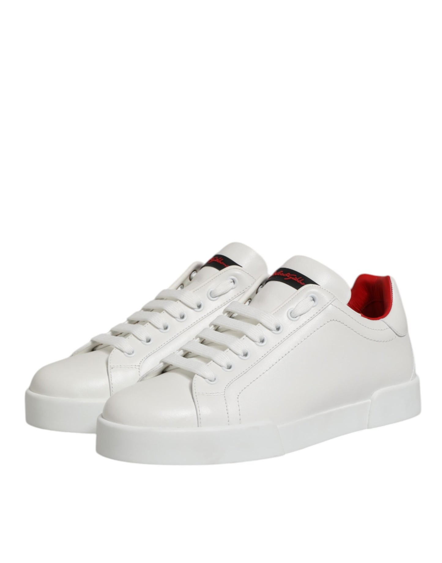 Dolce &amp; Gabbana – Weiße, niedrige Sneakers aus Leder mit Schnürung