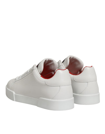 Dolce &amp; Gabbana – Weiße, niedrige Sneakers aus Leder mit Schnürung