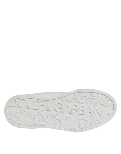 Dolce &amp; Gabbana – Weiße, niedrige Sneakers aus Leder mit Schnürung