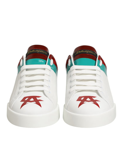 Dolce &amp; Gabbana Mehrfarbige Leder-Logo-Sneakers mit niedrigem Schaft