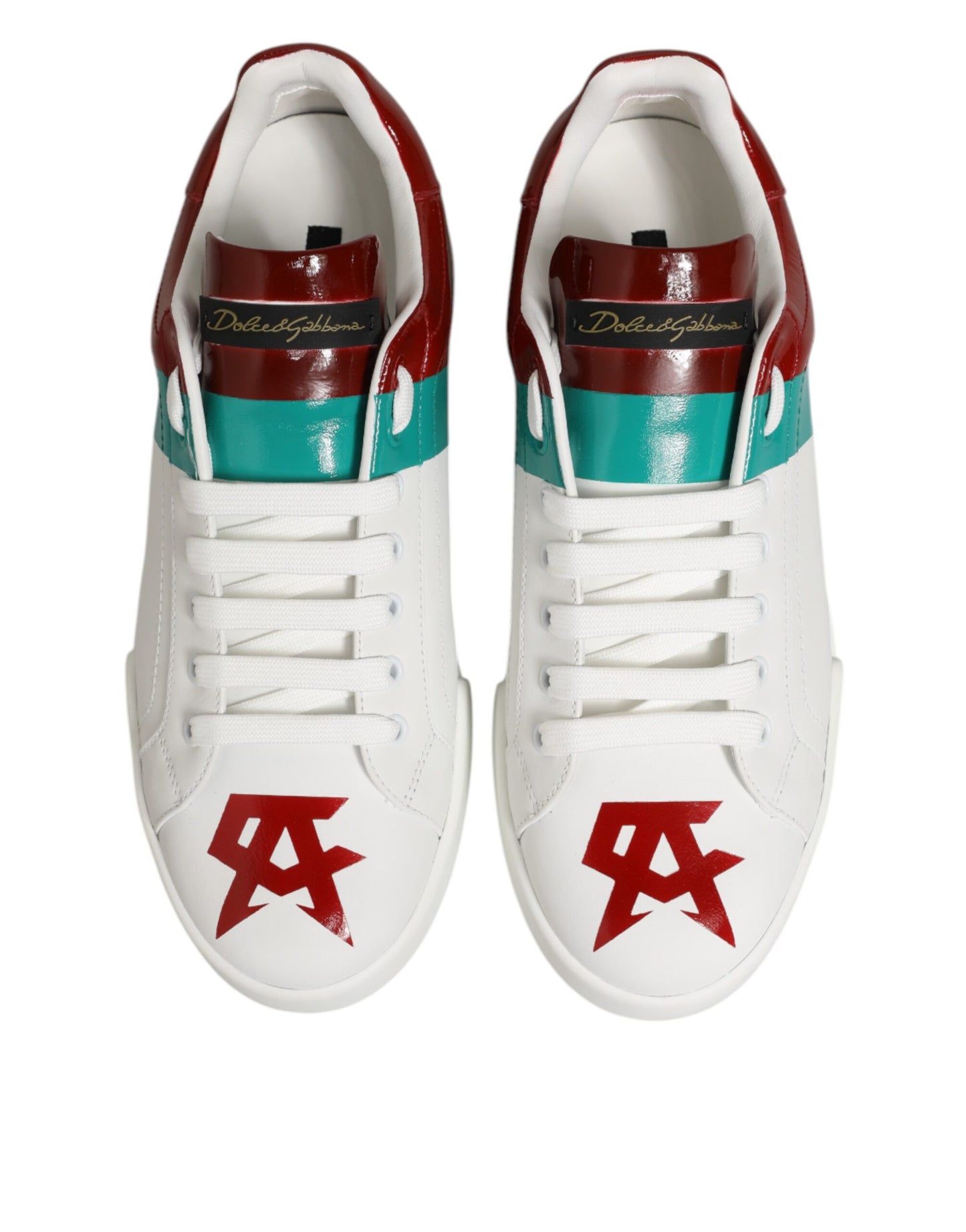 Dolce &amp; Gabbana Mehrfarbige Leder-Logo-Sneakers mit niedrigem Schaft