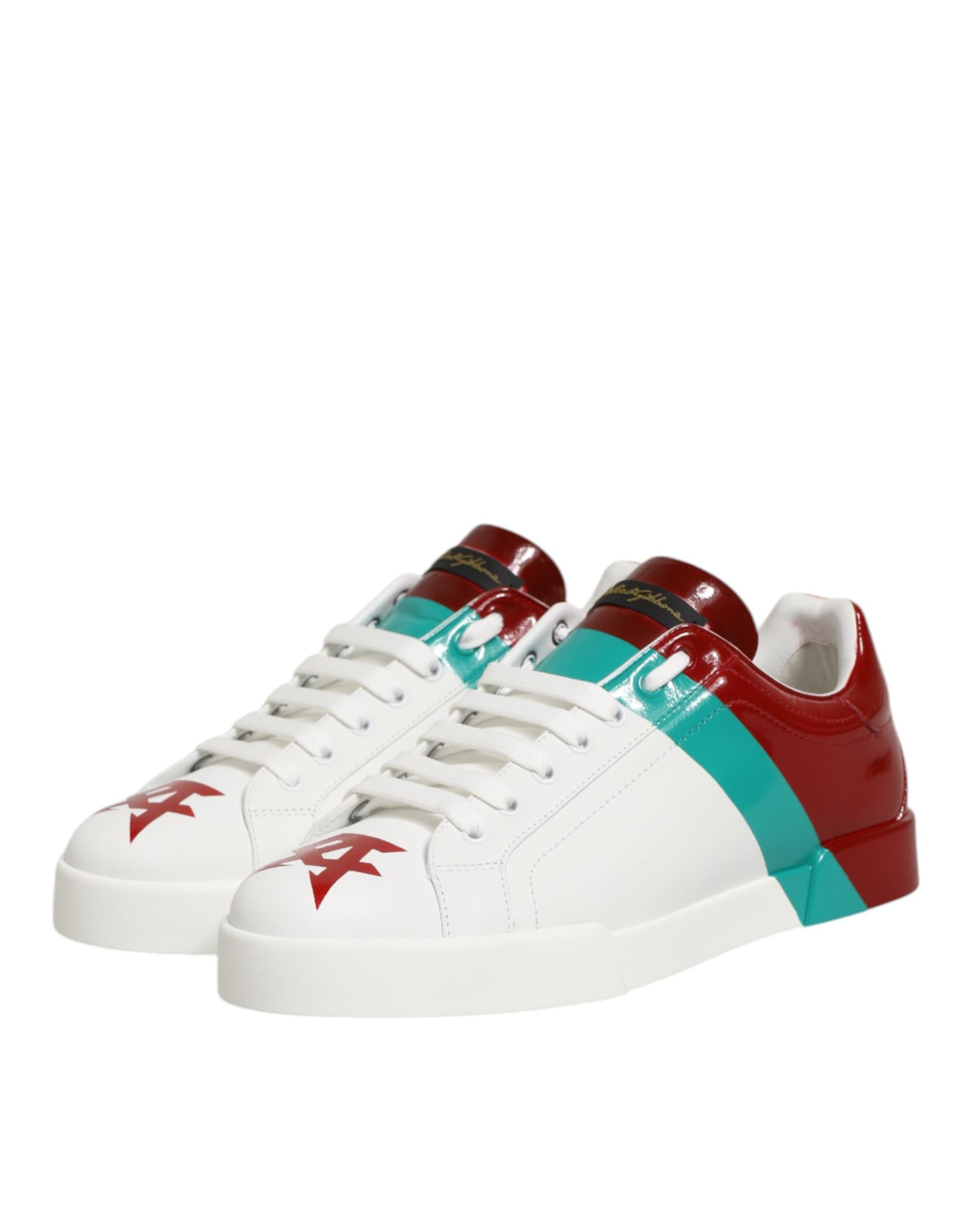 Dolce &amp; Gabbana Mehrfarbige Leder-Logo-Sneakers mit niedrigem Schaft