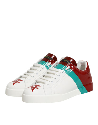 Dolce &amp; Gabbana Mehrfarbige Leder-Logo-Sneakers mit niedrigem Schaft