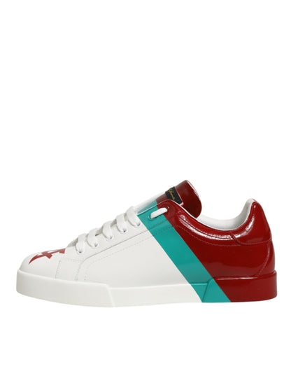 Dolce &amp; Gabbana Mehrfarbige Leder-Logo-Sneakers mit niedrigem Schaft