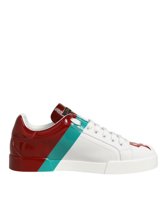 Dolce &amp; Gabbana Mehrfarbige Leder-Logo-Sneakers mit niedrigem Schaft