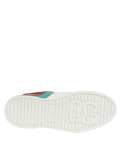 Dolce &amp; Gabbana Mehrfarbige Leder-Logo-Sneakers mit niedrigem Schaft
