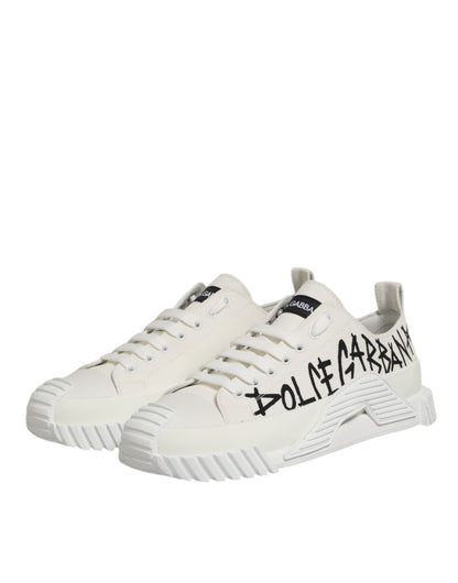 Dolce &amp; Gabbana – Weiße NS1-Sneaker aus Baumwolle mit niedrigem Schaft