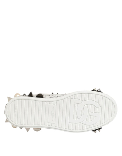 Dolce &amp; Gabbana Schwarz Weiß Nieten Low Top Sneakers Schuhe