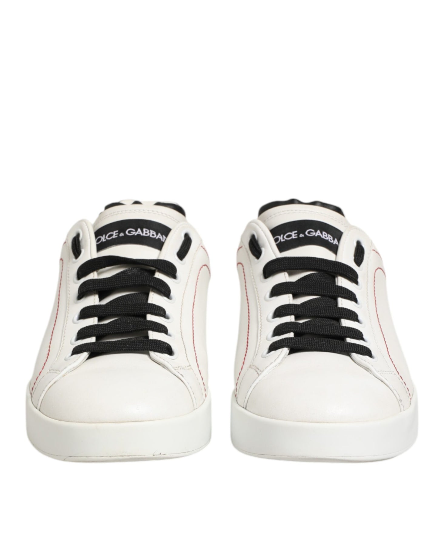 Dolce &amp; Gabbana Weiß Schwarz Leder Low Top Sneaker Schuhe
