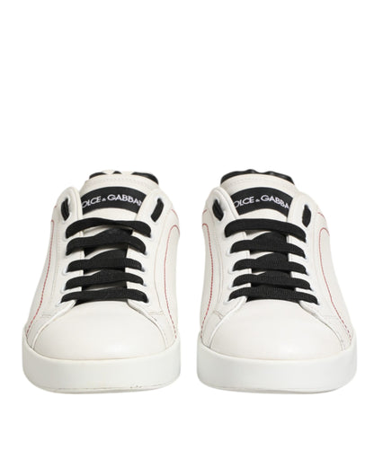 Dolce &amp; Gabbana Weiß Schwarz Leder Low Top Sneaker Schuhe