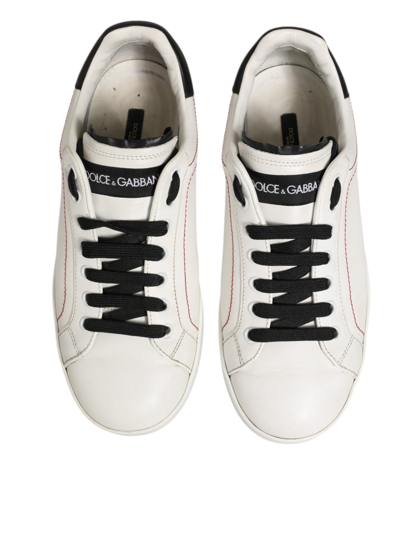Dolce &amp; Gabbana Weiß Schwarz Leder Low Top Sneaker Schuhe