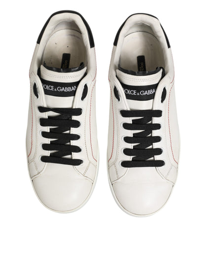 Dolce &amp; Gabbana Weiß Schwarz Leder Low Top Sneaker Schuhe