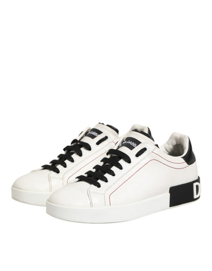 Dolce &amp; Gabbana Weiß Schwarz Leder Low Top Sneaker Schuhe