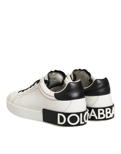 Dolce &amp; Gabbana Weiß Schwarz Leder Low Top Sneaker Schuhe