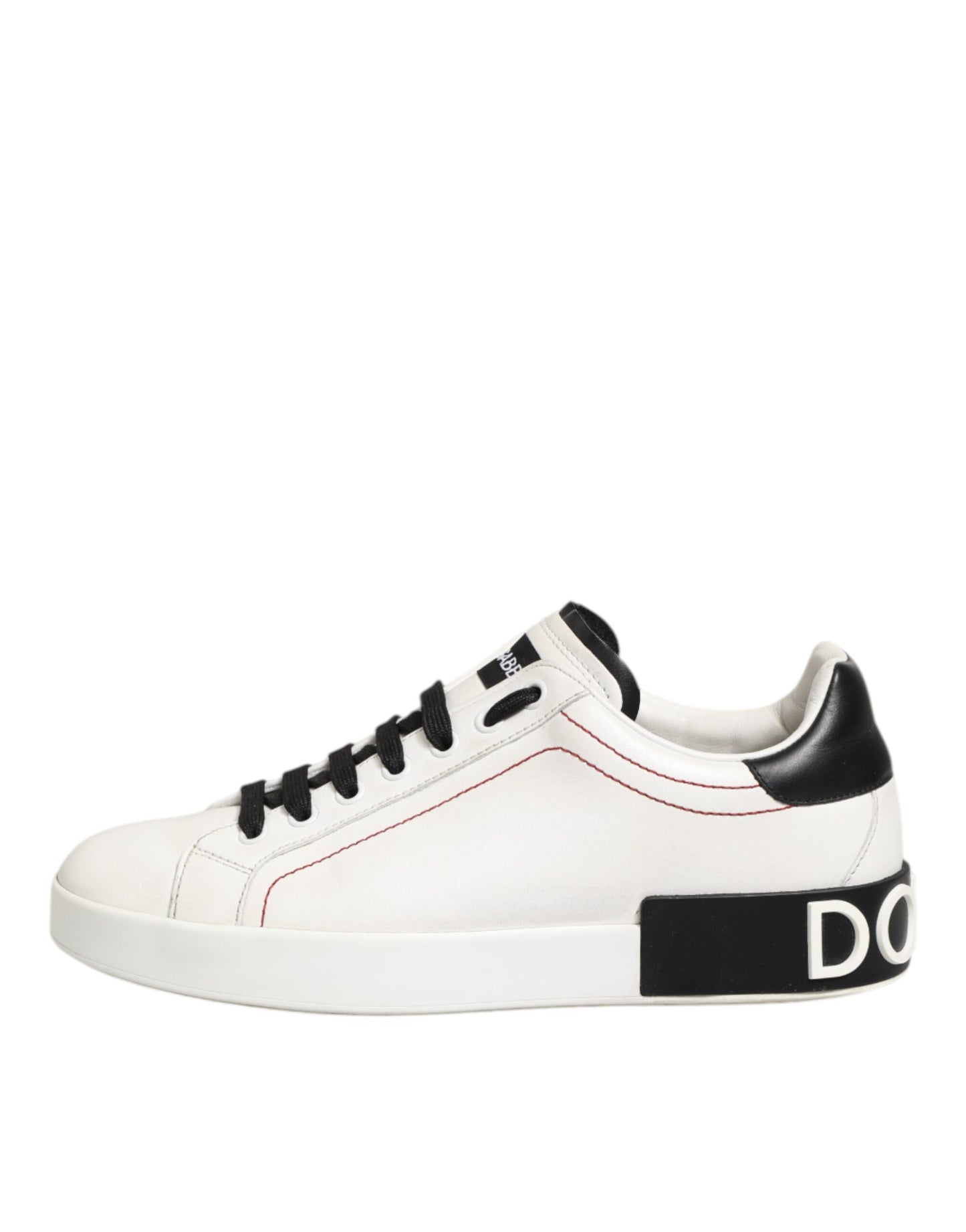 Dolce &amp; Gabbana Weiß Schwarz Leder Low Top Sneaker Schuhe