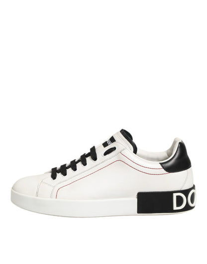 Dolce &amp; Gabbana Weiß Schwarz Leder Low Top Sneaker Schuhe