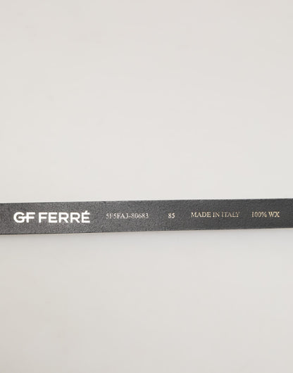 GF Ferre Herrengürtel, schmal, aus schwarzem Leder mit goldfarbener Schnalle