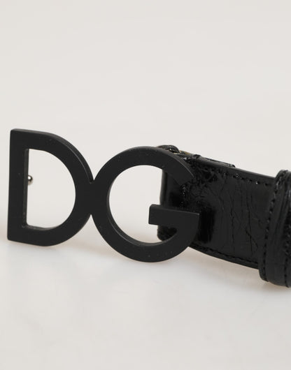 Dolce &amp; Gabbana – Schwarzer Gürtel aus exotischem Leder mit Metall-Logoschnalle