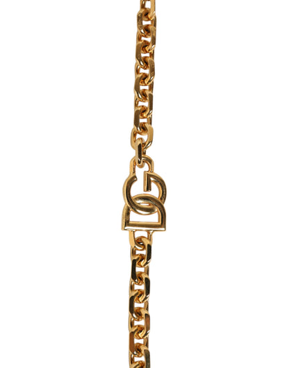Dolce &amp; Gabbana Schwarzes Leder Gold Kette Tasche Zubehör Schultergurt