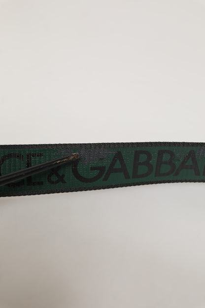 Dolce &amp; Gabbana Grün-Schwarzer klassischer Gürtel mit Metall-Logoschnalle