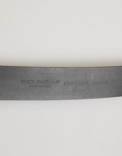 Dolce &amp; Gabbana Herrengürtel aus schwarzem Leder mit klassischer Metallschnalle