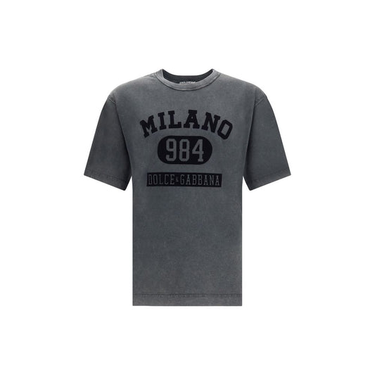 Dolce &amp; Gabbana Baumwoll-T-Shirt mit samtigem Logo