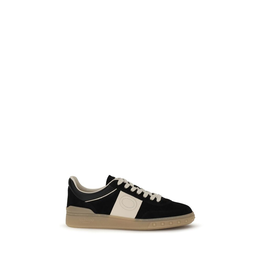 Valentino Garavani Schwarze Kalbsleder-Sneaker Bos Taurus mit niedrigem Schaft