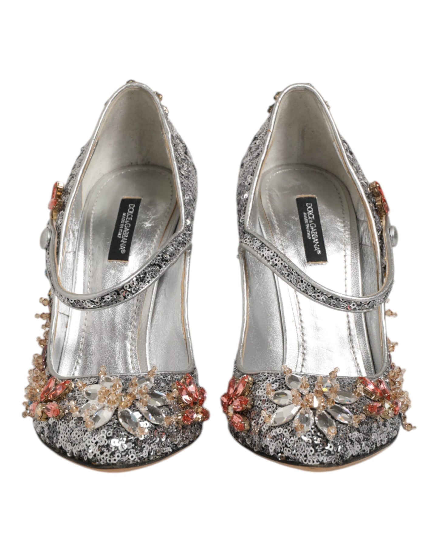 Dolce &amp; Gabbana – Mary Janes-Pumps mit silbernen Pailletten und Kristallen