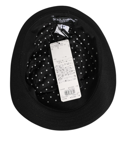 Dolce &amp; Gabbana – Fedora-Hut mit schwarzem Baumwollfutter und gepunktetem Futter