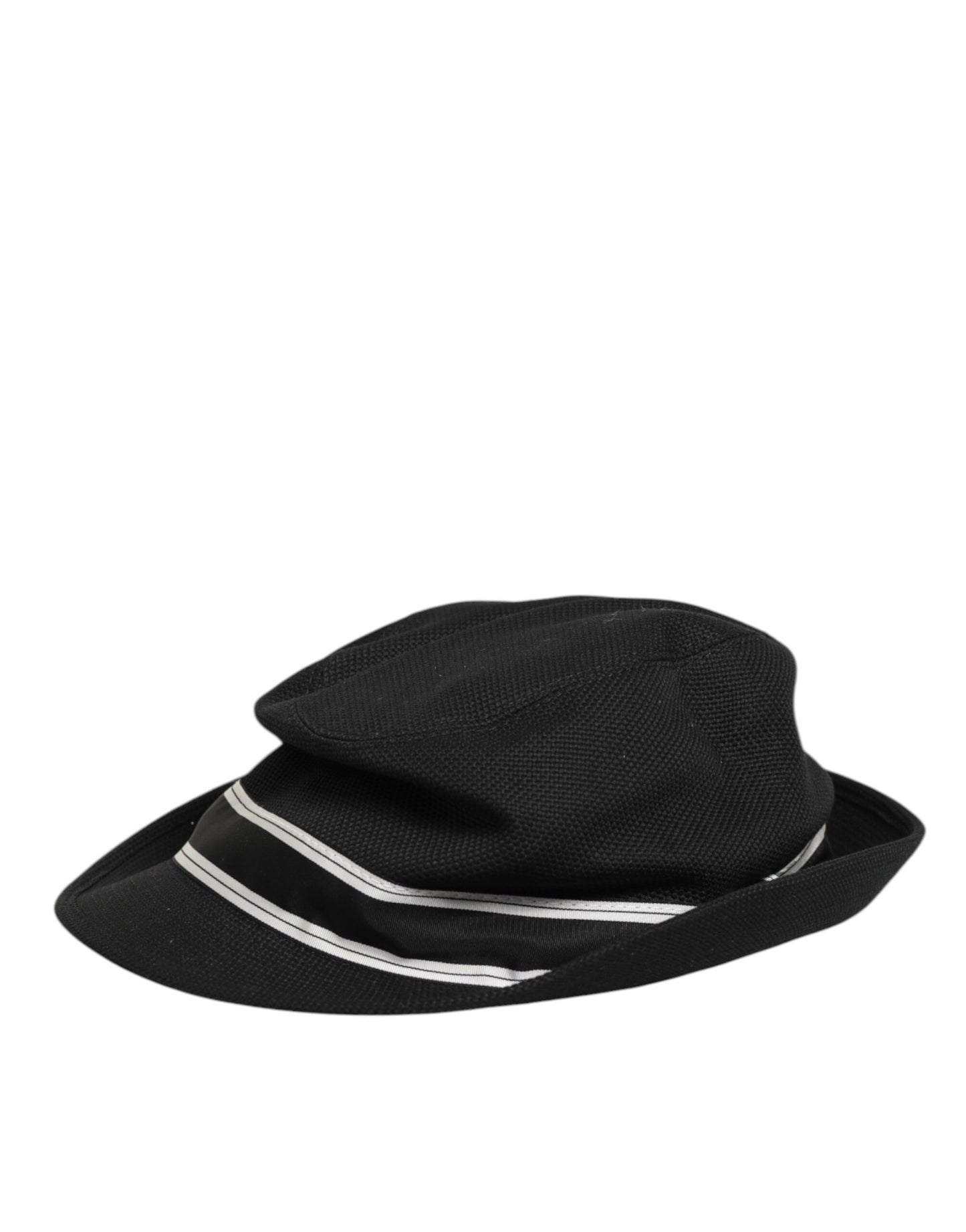 Dolce &amp; Gabbana – Fedora-Hut mit schwarzem Baumwollfutter und gepunktetem Futter