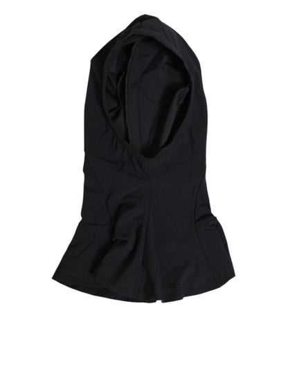 Dolce &amp; Gabbana – Balaclava-Kapuze aus schwarzem Nylon und Elastan, Gesichtsschutzhut