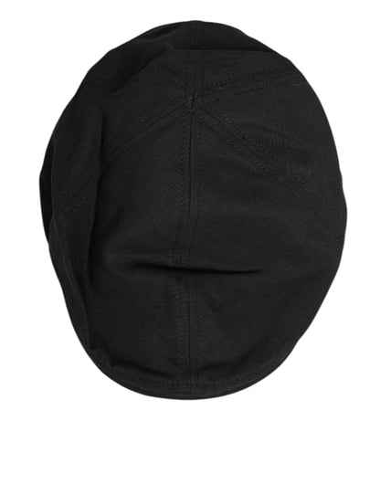 Dolce &amp; Gabbana Schwarze Baumwollmischung Newsboy Herren Stoffmütze