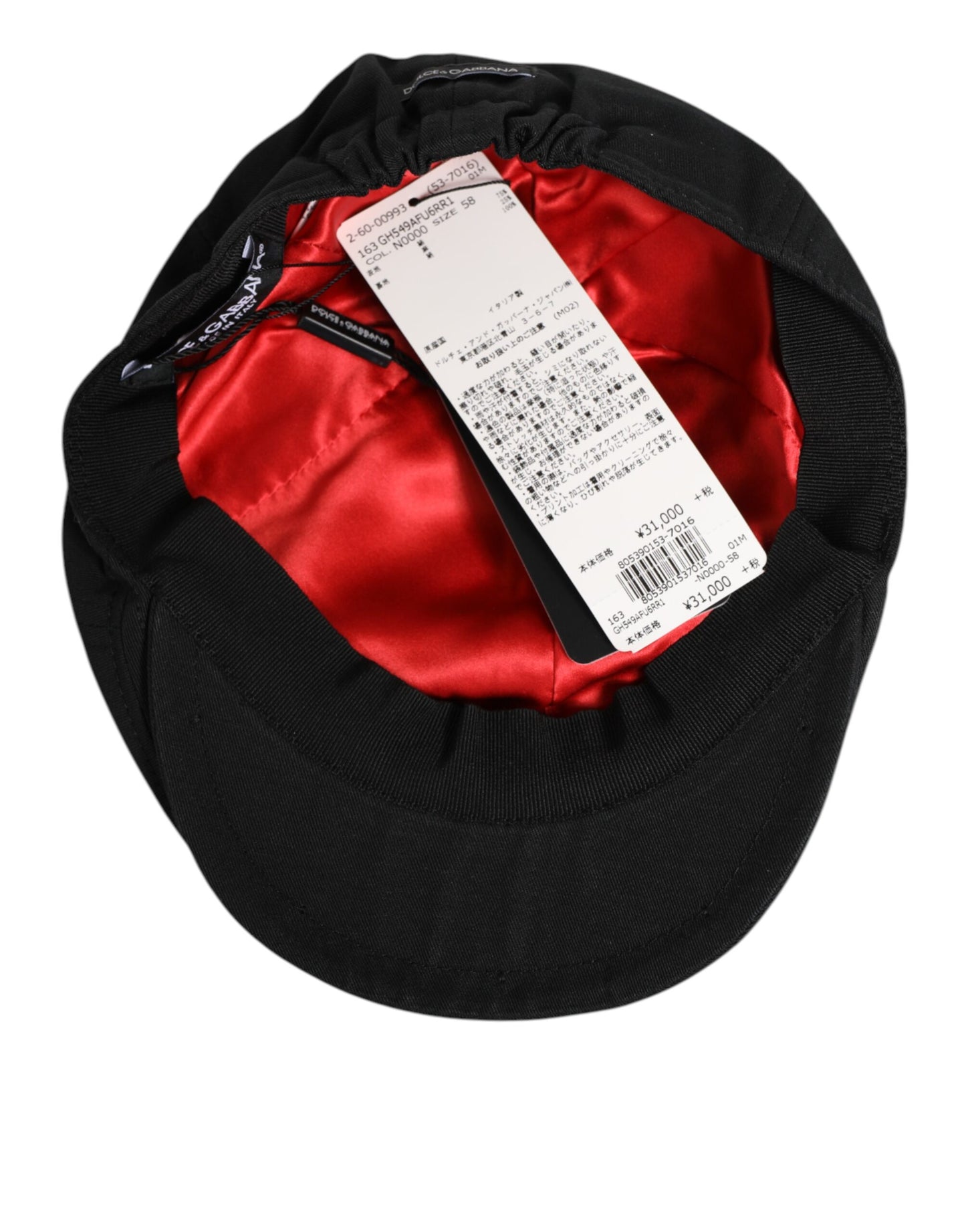 Dolce &amp; Gabbana Schwarze Baumwollmischung Newsboy Herren Stoffmütze
