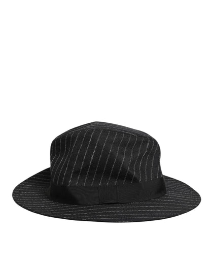 Dolce &amp; Gabbana Schwarz gestreifter Fedora-Capello-Hut aus Schurwolle für Herren