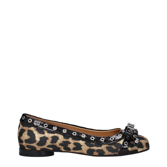 Ganni – Ballerinas aus braunem Stoff