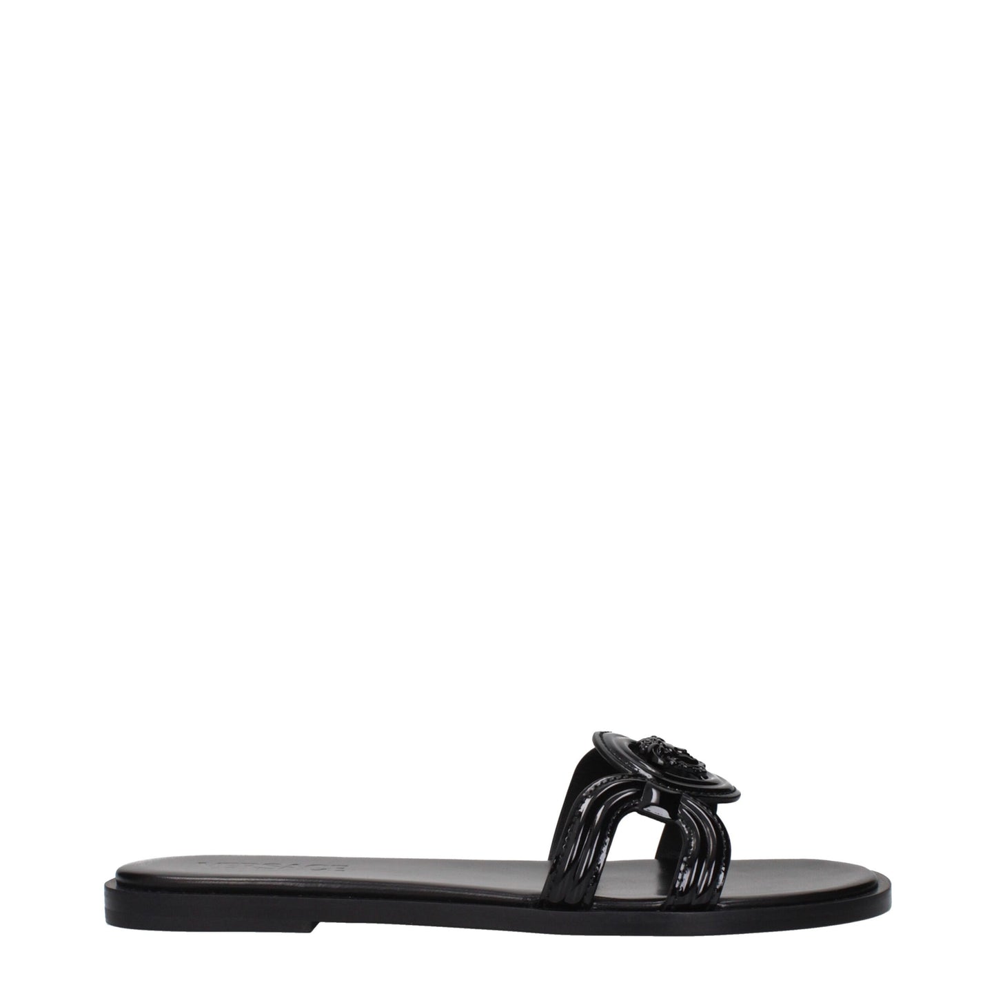 Versace – Schwarze Leder-Slipper-Sandalen