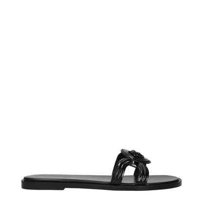 Versace – Schwarze Leder-Slipper-Sandalen