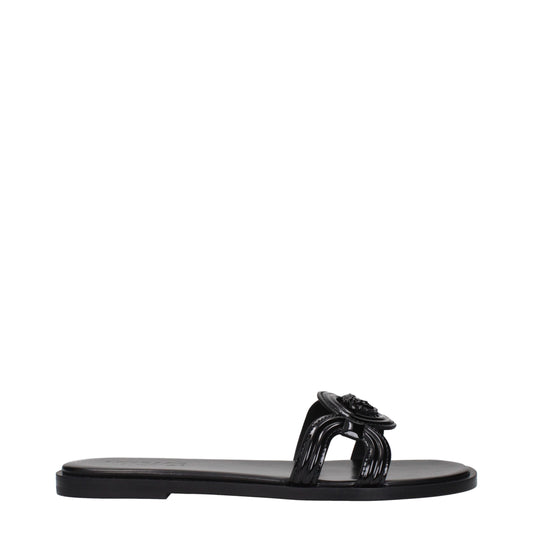 Versace – Schwarze Leder-Slipper-Sandalen