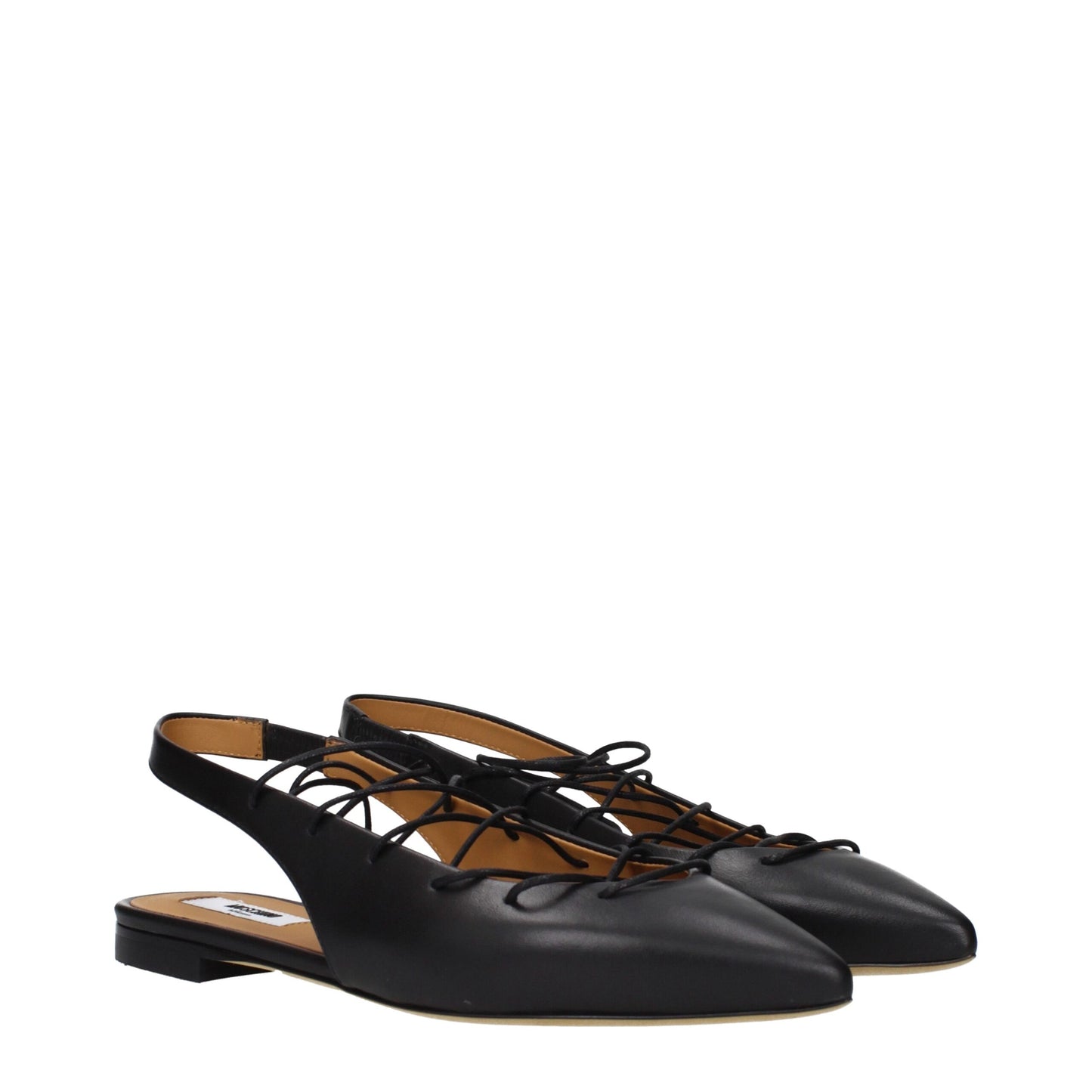 Moschino – Schwarze Leder-Ballerinas