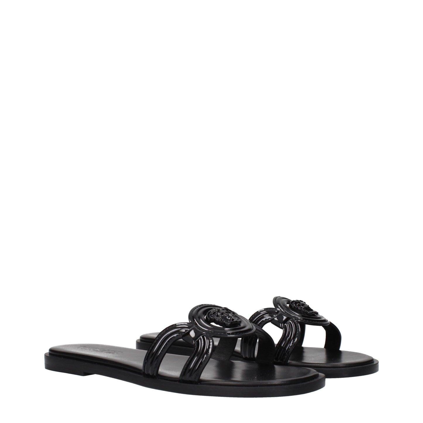 Versace – Schwarze Leder-Slipper-Sandalen