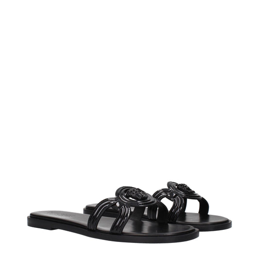 Versace – Schwarze Leder-Slipper-Sandalen