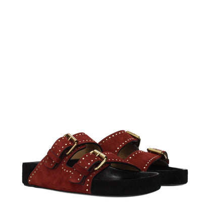 Isabel Marant Red Leather Slippers Sandals