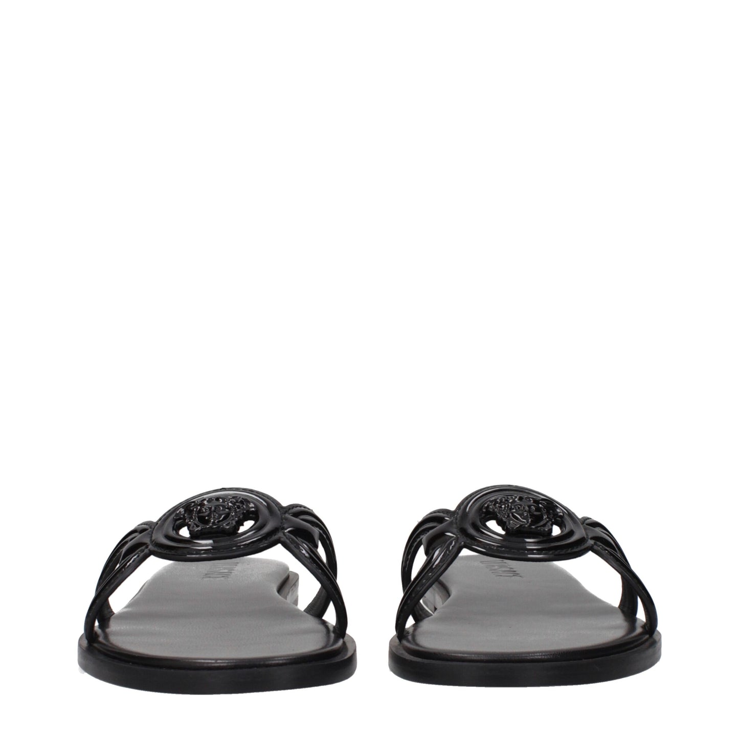 Versace – Schwarze Leder-Slipper-Sandalen